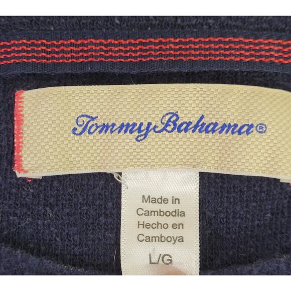 Tommy Bahama Men's Two-Tone Blue Crewneck‎ Jersey Long Sleeve Shirt Size Large - Picture 3 of 11